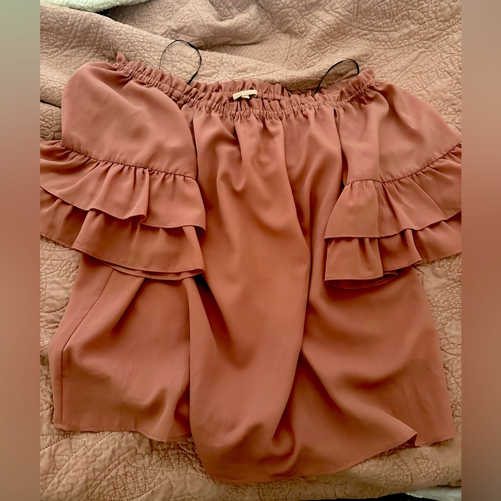 Burnt orange off the shoulder blouse